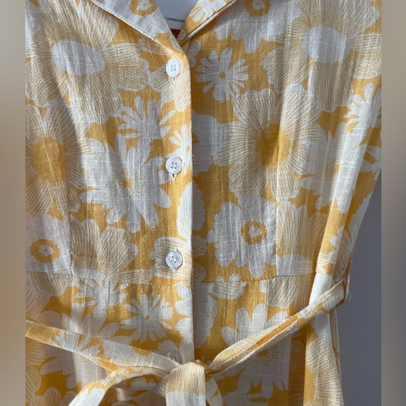 Compania Fantastica Yellow Floral Button Midi Shirt Belted Dress XS NWT - Picture 9 of 10